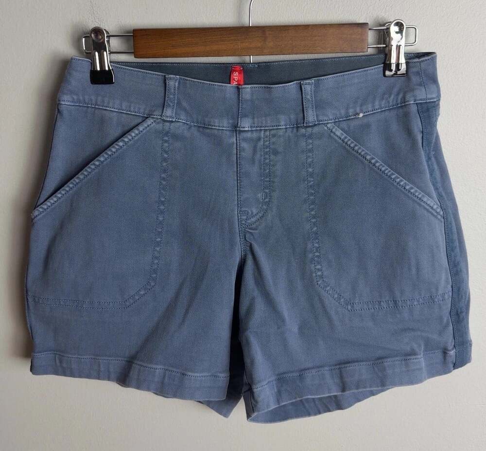 Spanx Blue Utility Shorts Pull On Casual Size Small Stripe Women’s